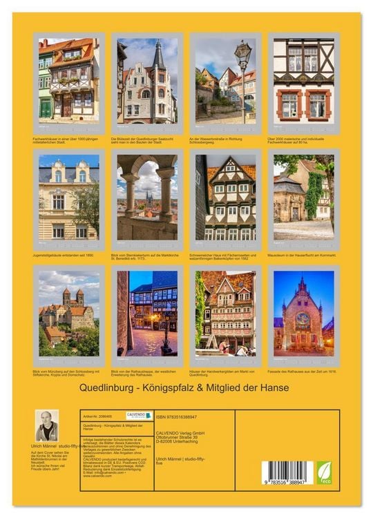 Produktbild: Quedlinburg - K&ouml;nigspfalz & Mitglied der Hanse (Wandkalender 2026 DIN A3 hoch), CALVENDO Monatskalender