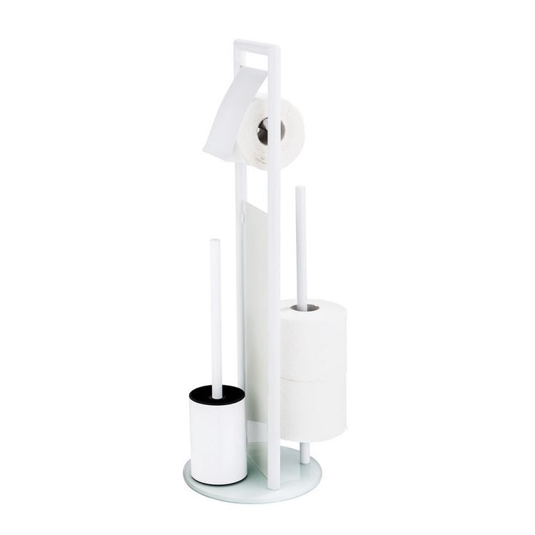 Produktbild: Stand WC-Garnitur Mod. Ravina Wei&szlig;, 3-in-1 Funktion mit Ersatzrollenhalter