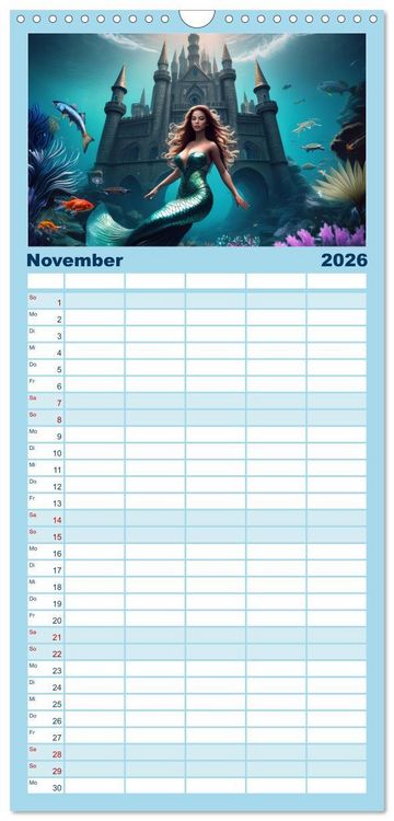 Produktbild: Familienplaner 2026 - Meerjungfrauen in mystischen Unterwasserwelten mit 5 Spalten (Wandkalender, 21 x 45 cm) CALVENDO