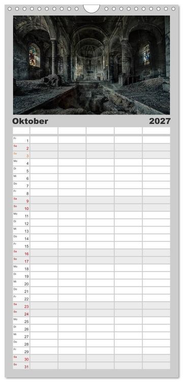 Produktbild: Familienplaner 2027 - Geheimnisvolle Orte - Lost Places mit 5 Spalten (Wandkalender, 21 x 45 cm) CALVENDO