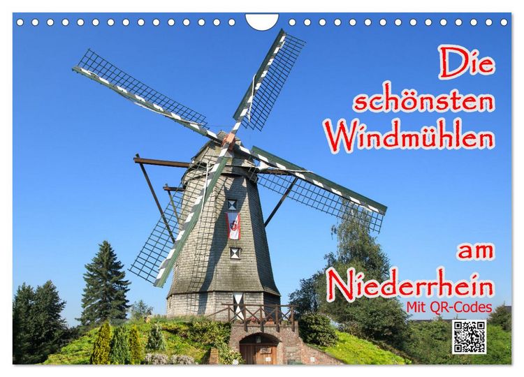 Produktbild: Die sch&ouml;nsten Windm&uuml;hlen am Niederrhein (Wandkalender 2026 DIN A4 quer), CALVENDO Monatskalender