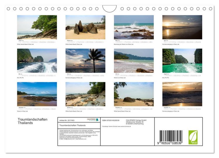 Produktbild: Traumlandschaften Thailands (Wandkalender 2026 DIN A4 quer), CALVENDO Monatskalender