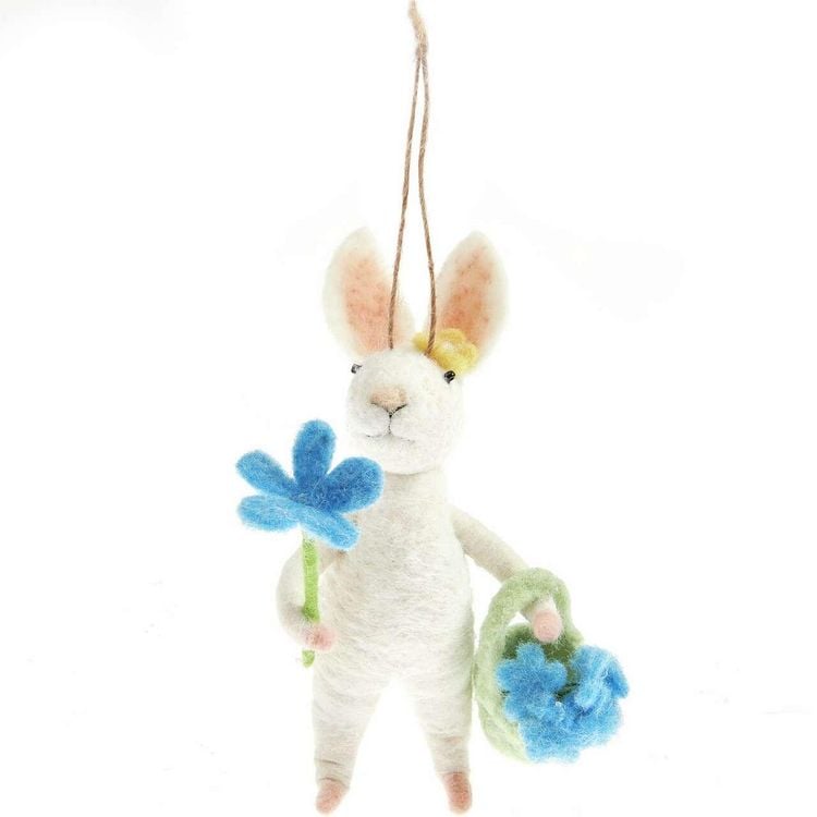 Produktbild: Aufh&auml;nger Hase Vergi&szlig;-mein-nicht, Filz, 7 x 9 x 15cm