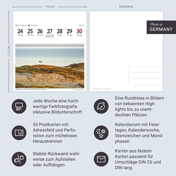 Produktbild: Ostseek&uuml;ste Sehnsuchtskalender 2027 - Wochenkalender mit 53 Postkarten