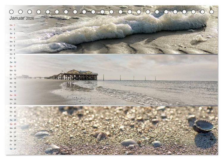 Produktbild: K&uuml;stenstreifen an der Nordsee (Tischkalender 2026 DIN A5 quer), CALVENDO Monatskalender