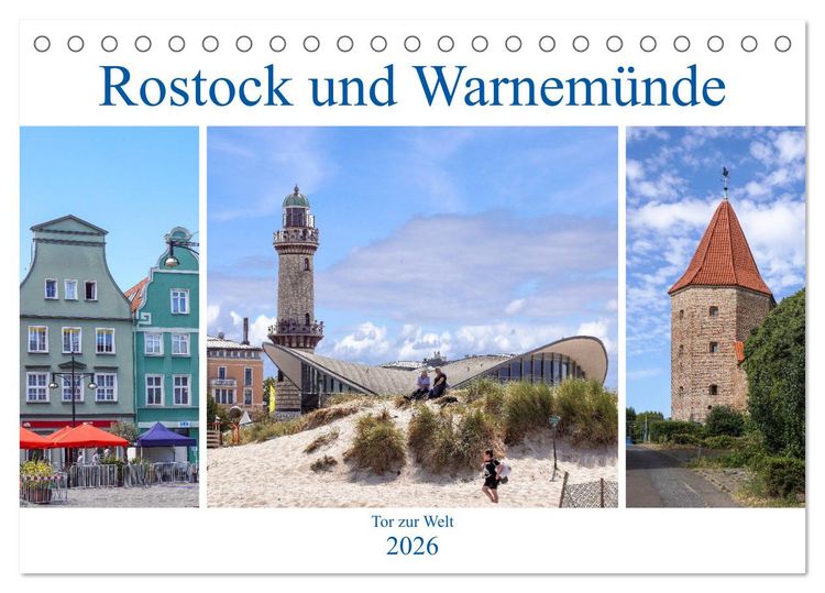Produktbild: Rostock und Warnem&uuml;nde - Tor zur Welt (Tischkalender 2026 DIN A5 quer), CALVENDO Monatskalender