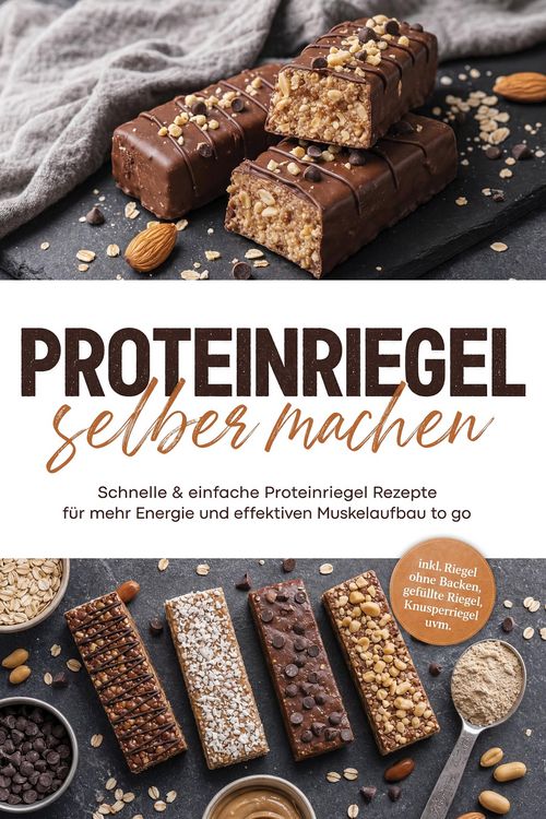 Produktbild: Proteinriegel selber machen: Schnelle & einfache Proteinriegel Rezepte f&uuml;r mehr Energie und effektiven Muskelaufbau to go - inkl. Riegel ohne Backen,