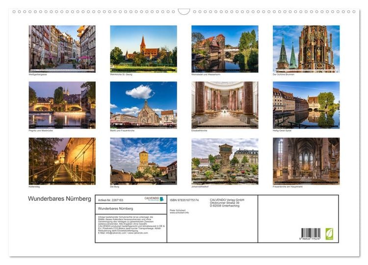Produktbild: Wunderbares N&uuml;rnberg (Wandkalender 2027 DIN A2 quer), CALVENDO Monatskalender