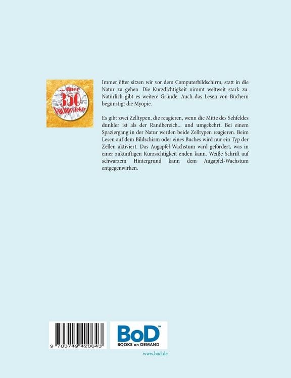 Produktbild: Vorbeugung gegen Myopie - EIN KINDERBUCH - Invertierte Lesetexte gegen Kurzsichtigkeit