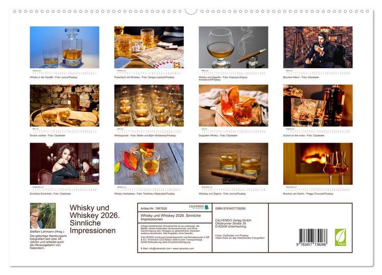 Produktbild: Whisky und Whiskey 2026. Sinnliche Impressionen (hochwertiger Premium Wandkalender 2026 DIN A2 quer), Kunstdruck in Hochglanz