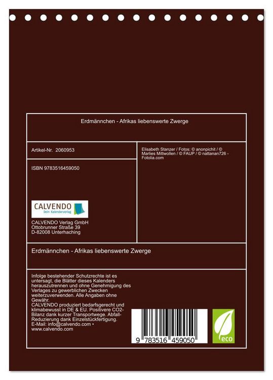 Produktbild: Erdm&auml;nnchen - Afrikas liebenswerte Zwerge (Tischkalender 2026 DIN A5 hoch), CALVENDO Monatskalender