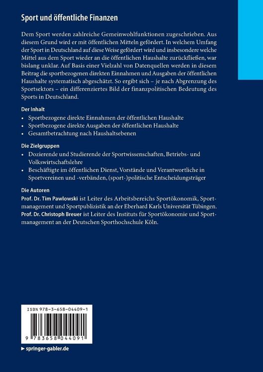 Produktbild: Sport und &ouml;ffentliche Finanzen