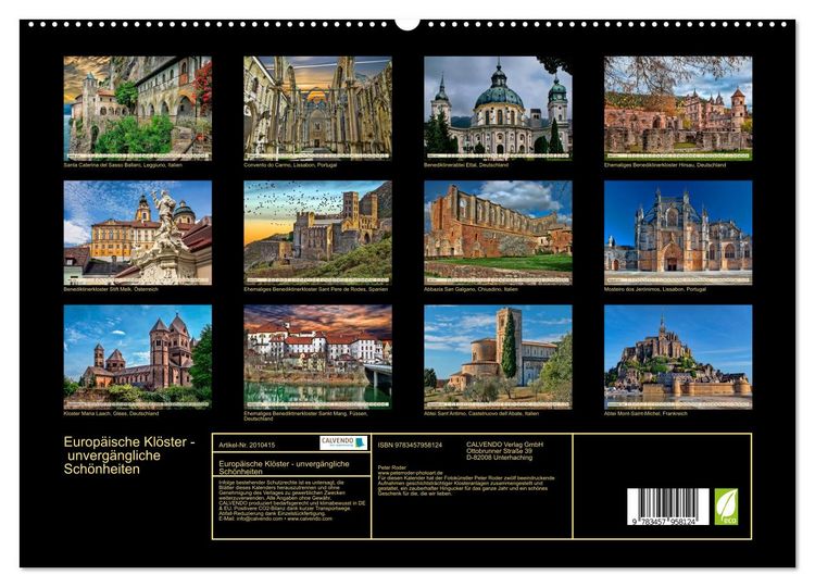 Produktbild: Europ&auml;ische Kl&ouml;ster - unverg&auml;ngliche Sch&ouml;nheiten (hochwertiger Premium Wandkalender 2026 DIN A2 quer), Kunstdruck in Hochglanz