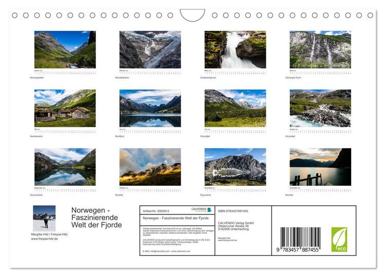 Produktbild: Norwegen - Faszinierende Welt der Fjorde (Wandkalender 2026 DIN A4 quer), CALVENDO Monatskalender