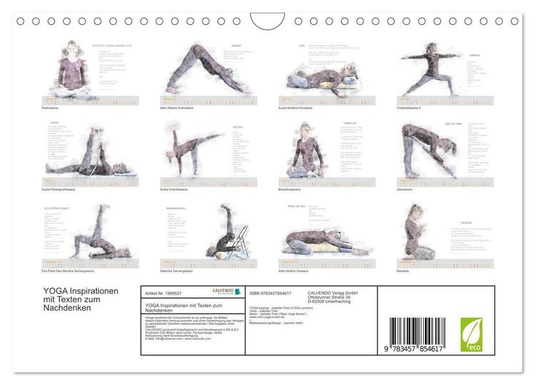 Produktbild: YOGA Inspirationen mit Texten zum Nachdenken (Wandkalender 2026 DIN A4 quer), CALVENDO Monatskalender