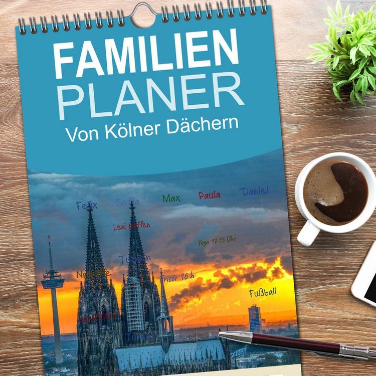 Produktbild: Familienplaner 2026 - Von K&ouml;lner D&auml;chern mit 5 Spalten (Wandkalender, 21 x 45 cm) CALVENDO