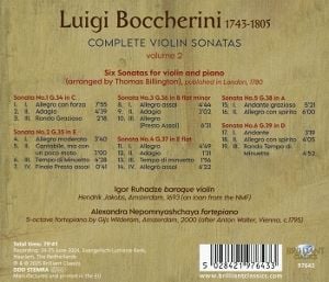 Produktbild: Boccherini:Complete Violin Sonatas Vol.2