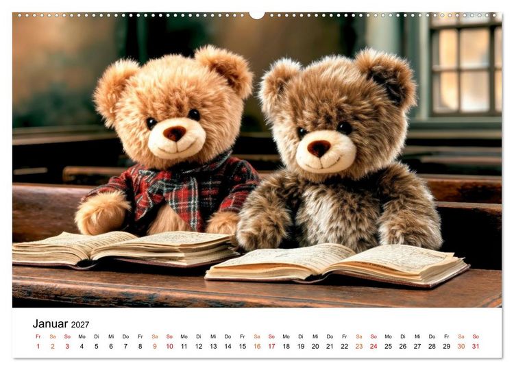 Produktbild: Teddyb&auml;ren - im Doppelpack durchs Jahr (hochwertiger Premium Wandkalender 2027 DIN A2 quer), Kunstdruck in Hochglanz