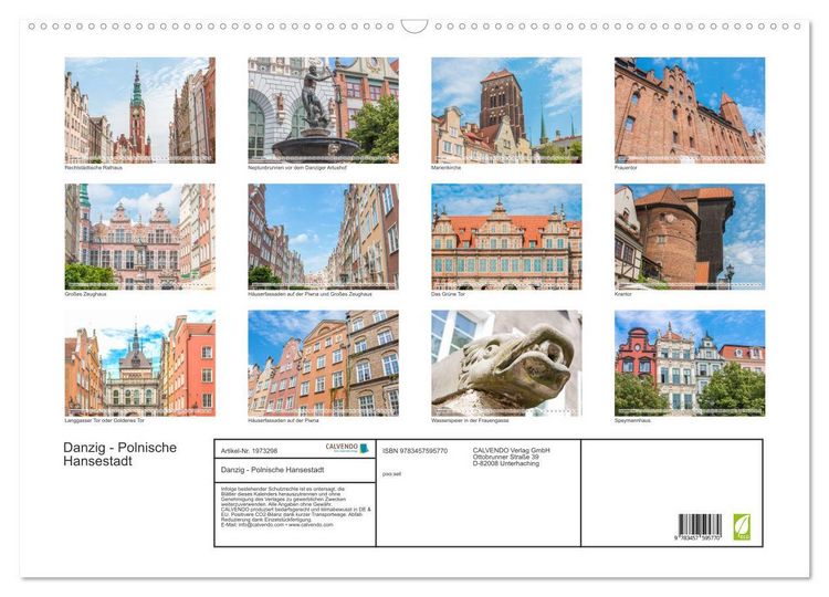 Produktbild: Danzig - Polnische Hansestadt (Wandkalender 2026 DIN A2 quer), CALVENDO Monatskalender