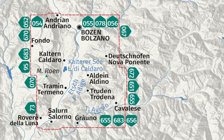 Produktbild: KOMPASS Wanderkarte 074 S&uuml;dtiroler Weinstra&szlig;e, Unterland / Strada del Vino, Bassa Atesina 1:25.000