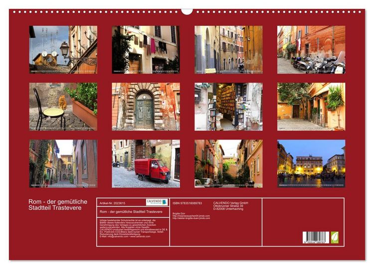 Produktbild: Rom - der gem&uuml;tliche Stadtteil Trastevere (Wandkalender 2026 DIN A2 quer), CALVENDO Monatskalender
