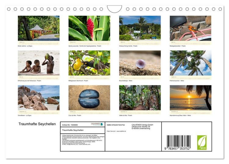 Produktbild: Traumhafte Seychellen (Wandkalender 2026 DIN A4 quer), CALVENDO Monatskalender