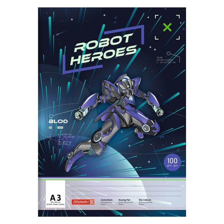 Produktbild: Brunnen Zeichenblock A3 20 Blatt Robot Hero