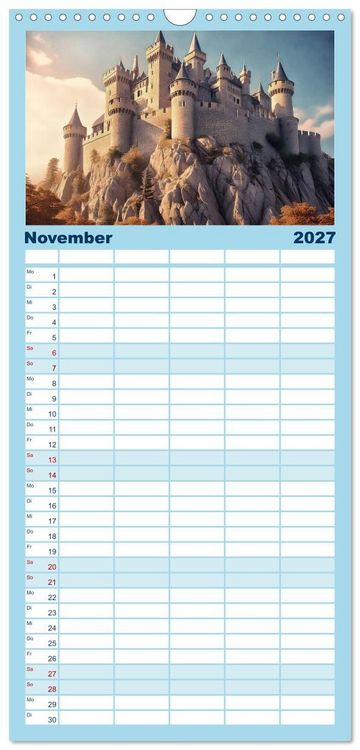 Produktbild: Familienplaner 2027 - Romantische Ritterburgen mit 5 Spalten (Wandkalender, 21 x 45 cm) CALVENDO