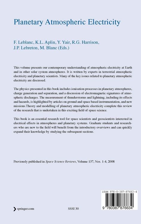 Produktbild: Planetary Atmospheric Electricity
