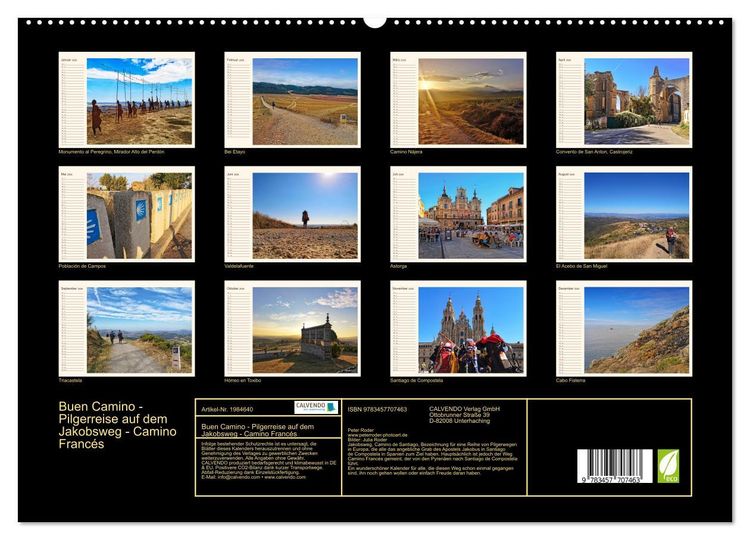 Produktbild: Buen Camino - Pilgerreise auf dem Jakobsweg - Camino Franc&eacute;s (hochwertiger Premium Wandkalender 2026 DIN A2 quer), Kunstdruck in Hochglanz