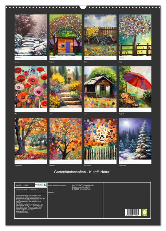 Produktbild: Gartenlandschaften - Ki trifft Natur (Wandkalender 2026 DIN A2 hoch), CALVENDO Monatskalender
