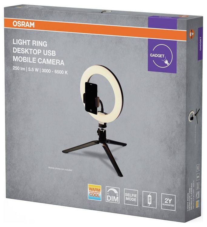 Produktbild: OSRAM HOMELIGHTING Linear LED Mobile Ring Desktop 4099854497612 LED-Ringleuchte 5.50 W Schwarz