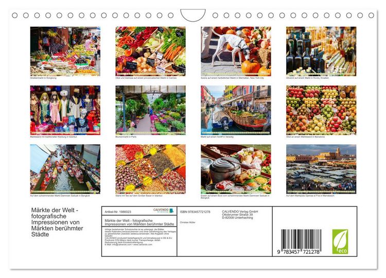 Produktbild: M&auml;rkte der Welt - fotografische Impressionen von M&auml;rkten ber&uuml;hmter St&auml;dte (Wandkalender 2026 DIN A4 quer), CALVENDO Monatskalender