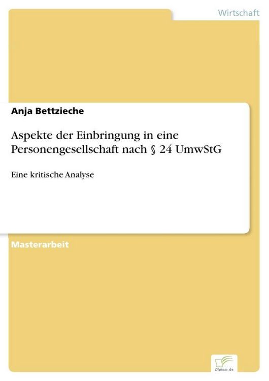 Produktbild: Aspekte der Einbringung in eine Personengesellschaft nach &sect; 24 UmwStG