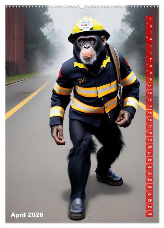 Produktbild: Feuerwehr - Tierischer Feuerwehrkalender (Wandkalender 2026 DIN A2 hoch), CALVENDO Monatskalender