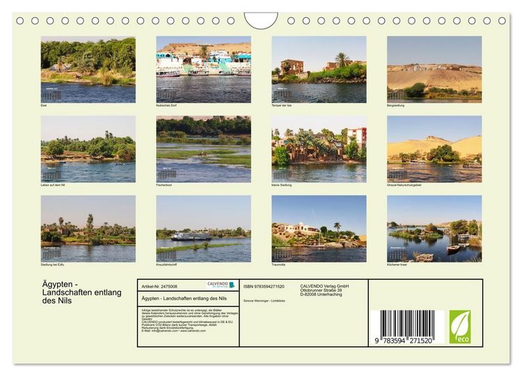 Produktbild: &Auml;gypten - Landschaften entlang des Nils (Wandkalender 2027 DIN A4 quer), CALVENDO Monatskalender