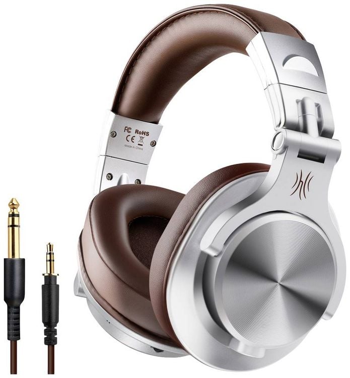 Produktbild: OneOdio Fusion A70 Over Ear Headset Bluetooth&reg; Stereo Silber, Braun High-Resolution Audio Headset, Schwenkbare Ohrmuscheln DJ