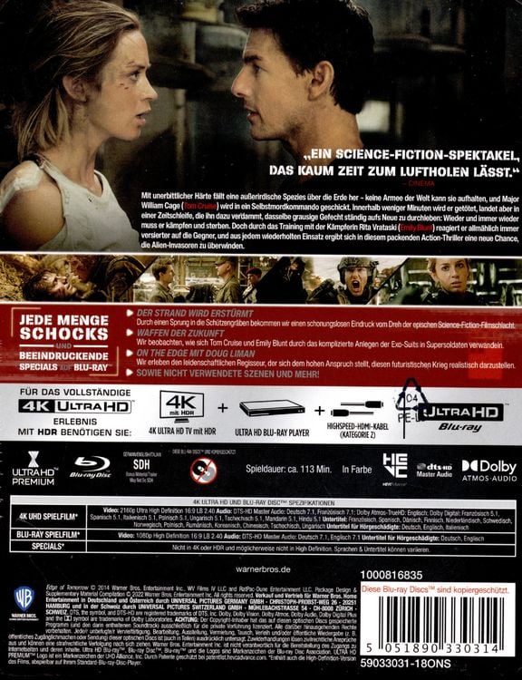 Produktbild: Live Die Repeat: Edge of Tomorrow - Steelbook (4K Ultra HD+Blu-ray) (Reprint)