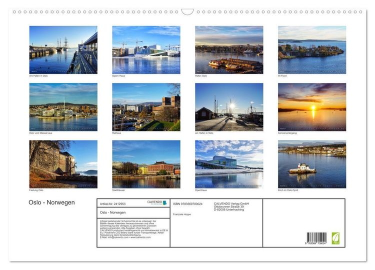 Produktbild: Oslo - Norwegen (Wandkalender 2027 DIN A2 quer), CALVENDO Monatskalender