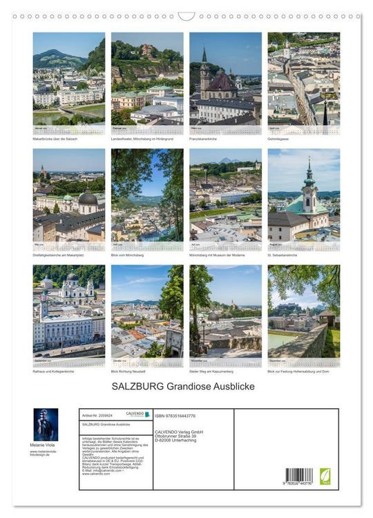 Produktbild: SALZBURG Grandiose Ausblicke (Wandkalender 2026 DIN A2 hoch), CALVENDO Monatskalender