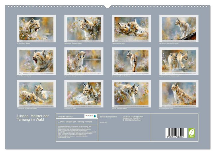 Produktbild: Luchse. Meister der Tarnung im Wald (hochwertiger Premium Wandkalender 2027 DIN A2 quer), Kunstdruck in Hochglanz