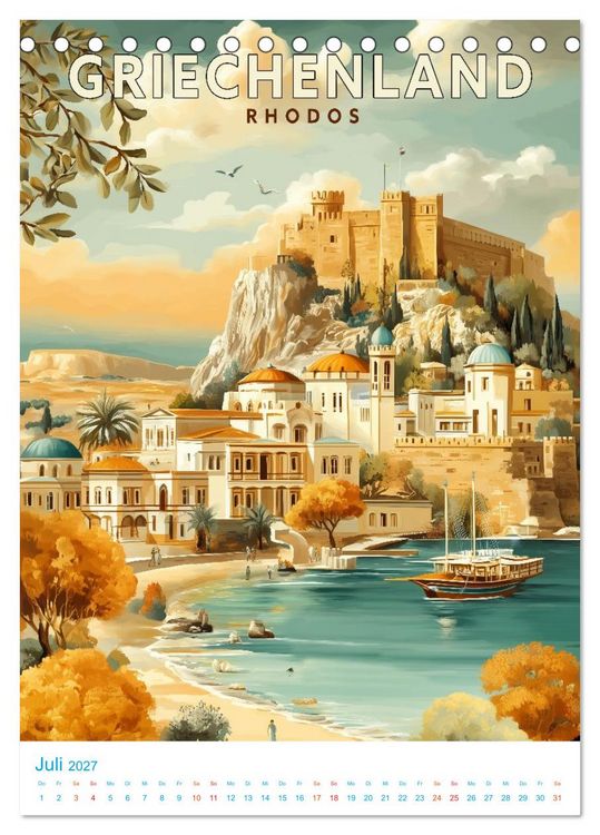 Produktbild: Griechenland - Old School Poster Style (Tischkalender 2027 DIN A5 hoch), CALVENDO Monatskalender