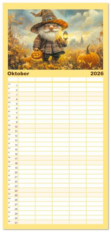 Produktbild: Familienplaner 2026 - Zwergenland - Kinderkalender mit 5 Spalten (Wandkalender, 21 x 45 cm) CALVENDO