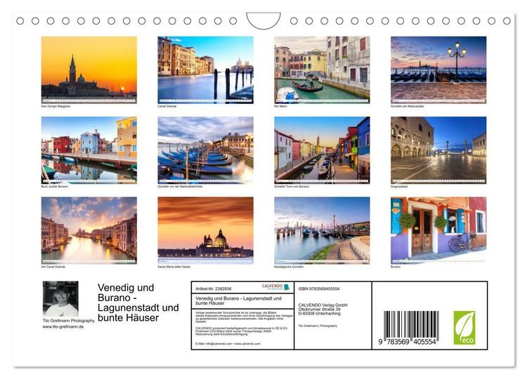Produktbild: Venedig und Burano - Lagunenstadt und bunte H&auml;user (Wandkalender 2027 DIN A4 quer), CALVENDO Monatskalender