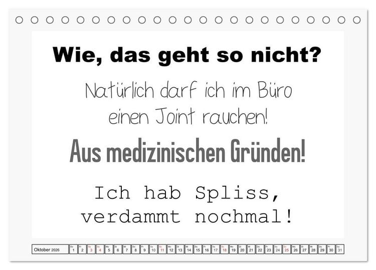 Produktbild: Typo-Kalender f&uuml;r das B&uuml;ro. Sarkasmus und fiese Spr&uuml;che (Tischkalender 2026 DIN A5 quer), CALVENDO Monatskalender