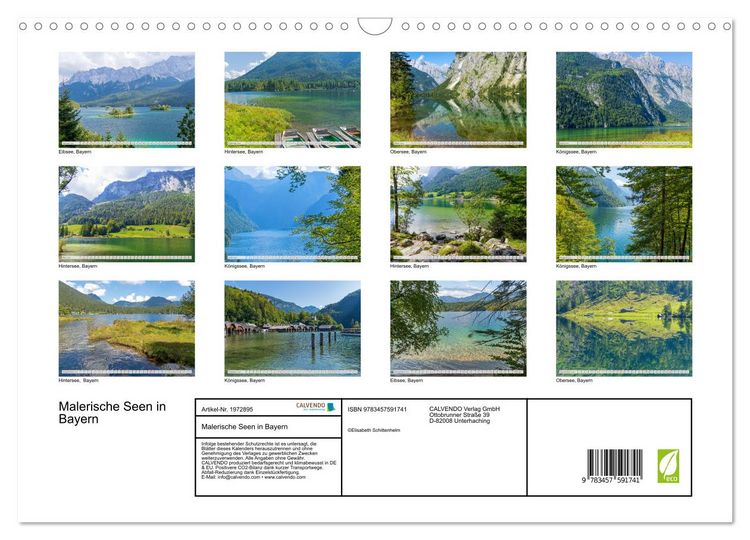 Produktbild: Malerische Seen in Bayern (Wandkalender 2026 DIN A3 quer), CALVENDO Monatskalender