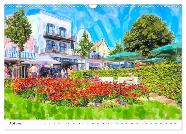 Produktbild: Warnem&uuml;nde - Die Ostseestadt illustriert in Aquarell (Wandkalender 2026 DIN A3 quer), CALVENDO Monatskalender
