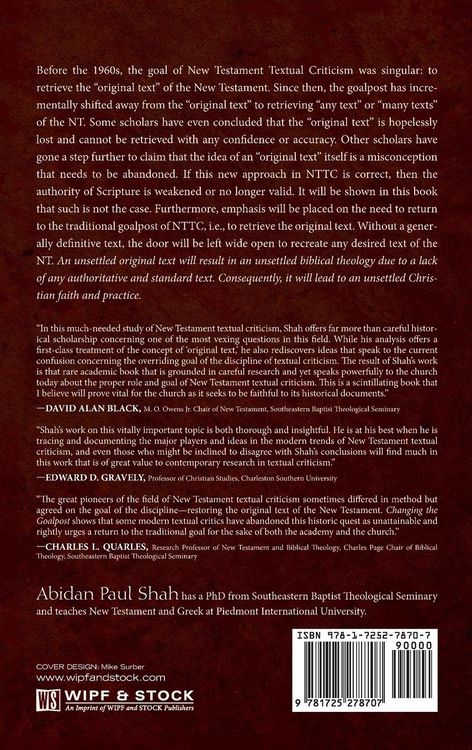 Produktbild: Changing the Goalpost of New Testament Textual Criticism