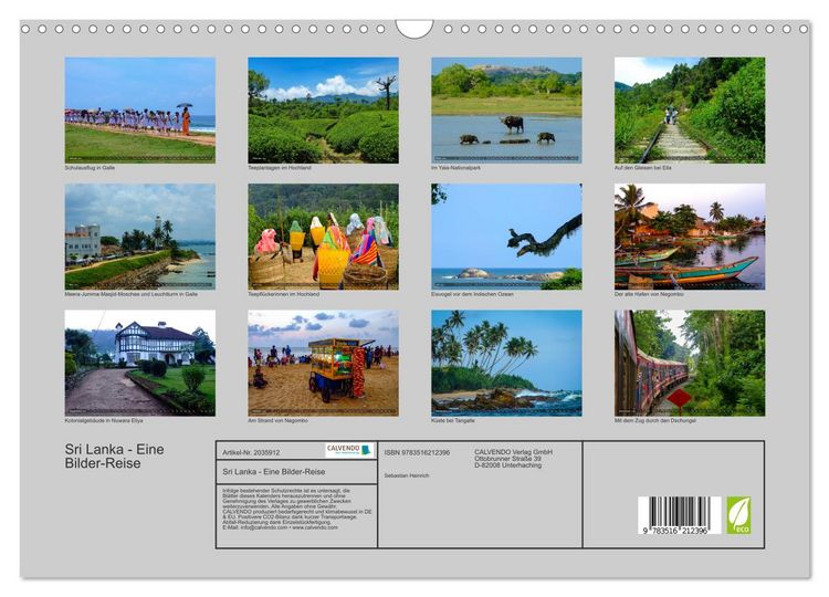 Produktbild: Sri Lanka - Eine Bilder-Reise (Wandkalender 2026 DIN A3 quer), CALVENDO Monatskalender