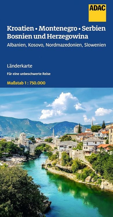 Produktbild: ADAC L&auml;nderkarte Kroatien, Montenegro, Serbien, Bosnien und Herzegowina 1:750.000